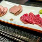 Shunsai Miyazaki - 鹿肉の燻製、ロースト、お刺身