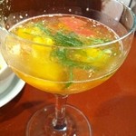 蓮華 - ちょろっと味見させてもらった冷麺のスープ。絶品…。