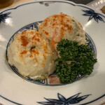 鶏繁 - 初めて頼んだポテトサラダ！さすが焼き鳥屋さんそぼろが入ってるよ。これは美味しい！！
