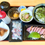 愛南 市場食堂 - 伊予の媛貴海の炙り定食（鯛めし丼Ver） 1700円