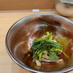 鮨 わき田 - キノコと菜の花煮浸し