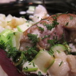 エクアトゥール - リードヴォーとスモークしたオマール海老のポワレ　グリーンアスパラガスとフォンドヴォーのソースで