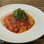 THE ReQ - パスタ　　焼きナスとベーコン、大葉のトマトソース。（２０１２．７．２７）
