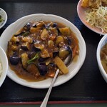 台湾料理 常楽園 - 麻婆茄子ランチ定食\780（税抜）。