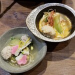 Uma Karaage To Izake Meshi Miraizaka - “濃厚”豆乳坦々と”あっさり“鯛塩スープの二色鍋