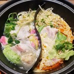 Uma Karaage To Izake Meshi Miraizaka - “濃厚”豆乳坦々と”あっさり“鯛塩スープの二色鍋