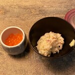 長谷川 稔 - 生姜の利いた北海道の毛蟹ご飯とイクラ