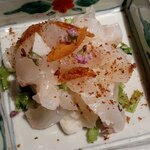 蕎麦屋 にこら - 鮃の昆布〆(冷製かぶら蒸し添え)