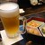 馳走処 さくら亭 - 一杯目の生ビール、お通し三種盛り