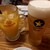 天ぷら酒場KITSUNE - 生ビール、オレンジジュース