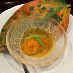 鳥田中 - 黒さつま鶏と丸鶏の冷製鶏スープ 北海道アカウニ