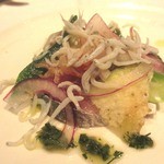 リストランテ G - Jul,2012　小柴産ゴマ鯖のマリネと釜揚げシラス、季節野菜のサラダ仕立て
