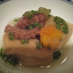 煮物　蛸、筍、菜の花、生湯葉