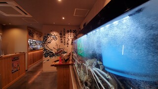 Tottori Bishoku Kokorobi - 店内には松葉がに、活魚などを活かした大小サイズの水槽