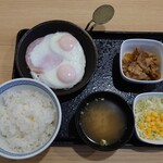 Yoshinoya - Ｗハムエッグ牛小鉢定食