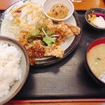 福田家 - 鶏の龍田揚げネギダレソース定食