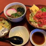 土佐海 - 寿司うどんセット1,078円（そば・鉄火丼）コーヒー付