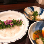 鳥田中 - 小柴産天然とら河豚の刺身と皮ポン酢