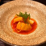 鳥田中 - 七谷赤地鶏の黄身醤油和え