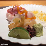 丸新 - 螺貝､目一鯛､目鯛､喜知次､天然本鮪ﾄﾛ､金目鯛