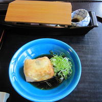 錦 - 揚げからし豆腐　洗い葱　土佐醤油