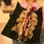 鮨おにかい - 車海老の天ぷらの手巻き寿司