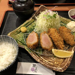 HANAMURA - とろヒレカツと牡蠣フライ定食1200円