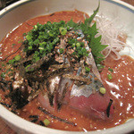 庵酎無作 - 長崎県五島産鯖のごまさば。濃厚な練りゴマダレが美味しいです。