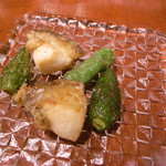 ビンゴ - 鮑と獅子唐のフリット