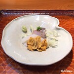 らん亭～ 美日庵 - 由良の赤海胆と剣先烏賊に関鯵の造り