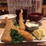 かかし屋 - 海老＆鯵フライ定食
