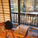 貝掛温泉 - 冬は寒さが厳しいのでサッシュも防寒仕様です　この時期はカメムシが入ってくるので開放注意だそうで（笑）