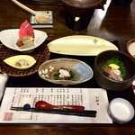 貝掛温泉 - 夕飯です　それほど品数はありませんがそれでいいんです　一番のご馳走は白米ですからね