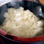 貝掛温泉 - 見てこの湯気！炊き立てのご飯はもう何もおかずがいらないです