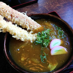 さか栄 - 海老天カレーうどん、ちくわ天プラス