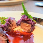 Reglisse - フォワグラと紫サツマイモのモンブラン断面