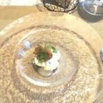 La Brianza - ストラッチャテッラチーズ梅と何か(聞き漏らし)のソース。ストラッチャテッラチーズ調べてみたらブッラータチーズの中身をかき集めたようなチーズだそう、どうりでミルキーなはず何て贅沢なの～(⌒0⌒)／~~