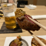 和牛 まつした 吟匠邸 - いきなり近江牛のウチヒラ牛カツにやられました(๑>◡<๑)じゅわぁ〜と広がる旨味が素敵