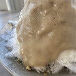 喫茶 ベレー - どろりとした栗そーす。
      かき氷はさくふわ。