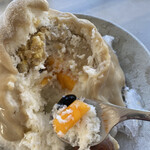 喫茶 ベレー - ホコホコの栗粒粒と、完熟の柿、ひとくちサイズと黒豆。