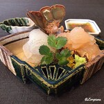 御料理 寺沢 - 向付は割醤油と柑橘ﾎﾟﾝ酢を使い分け