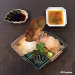 御料理 寺沢 - 向付は割醤油と柑橘ﾎﾟﾝ酢を使い分け