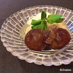 御料理 寺沢 - 梨と葡萄の柑橘ｼﾞｭﾚ掛け