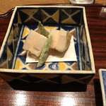 ごだん 宮ざわ - ２０２０年夏のコース 蓮根と海老真薯の挿み揚げ