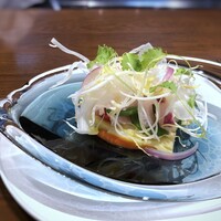 le・sud - ◆縞鰺、茄子、アンディブ・・このお値段で「縞鰺」を出されるのに、驚きました。