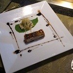 鉄板DINING集 - アナゴとフォアグラのテリーヌ　付け合せは大麦だそうです。