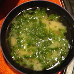 いけす料理 魚伊智 - 今日のサプライズ。『アオサのみそ汁』大好き。