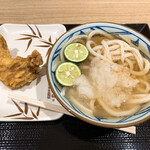 丸亀製麺 - 【2020年08月】すだちおろし冷やかけ（並）＠450円、とり天＠150円。