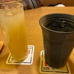 八千代本店 - 芋焼酎の八千代伝（水割り）とグレープフルーツジュース