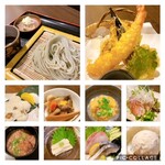 へぎそば昆 - へぎそばと天ぷら付き